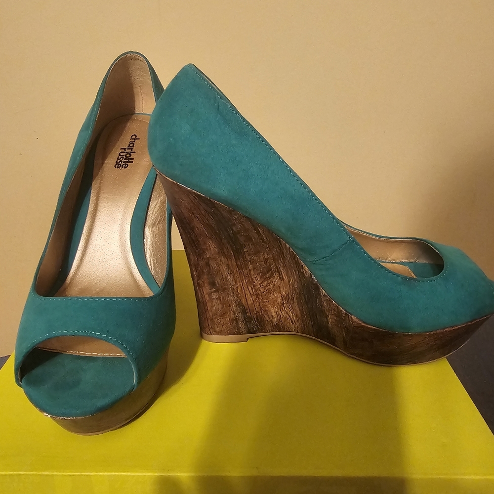 Shoes Teal Suede Wedges Size 9